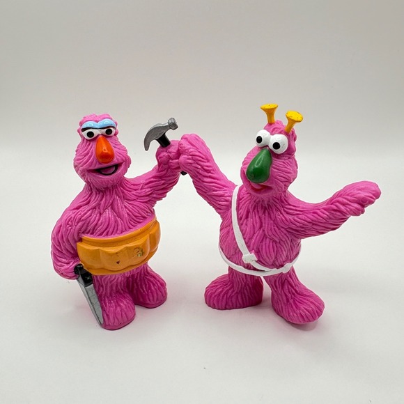 Sesame Street Other - Vintage Sesame Street Yip Yip Martian Pink PVC Figures Set Hammer Saw 3 Inch